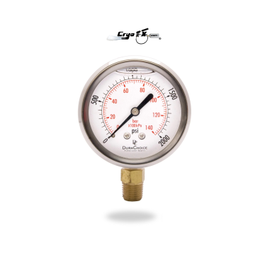 2-1/2" Oil Filled Pressure Gauge, SS Case, 1/4" NPT, Lower Mount, 0-2,000PSI
