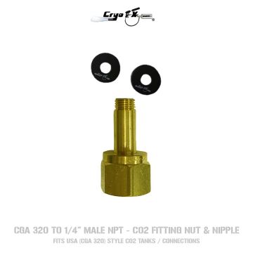 CGA 320 TO 1/4" MALE NPT - CO2 FITTING NUT & NIPPLE