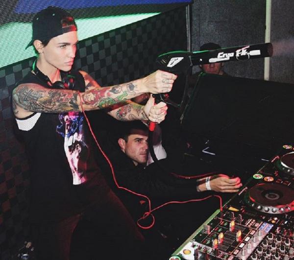 Ruby Rose with her new Co2 Gun from CryoFX