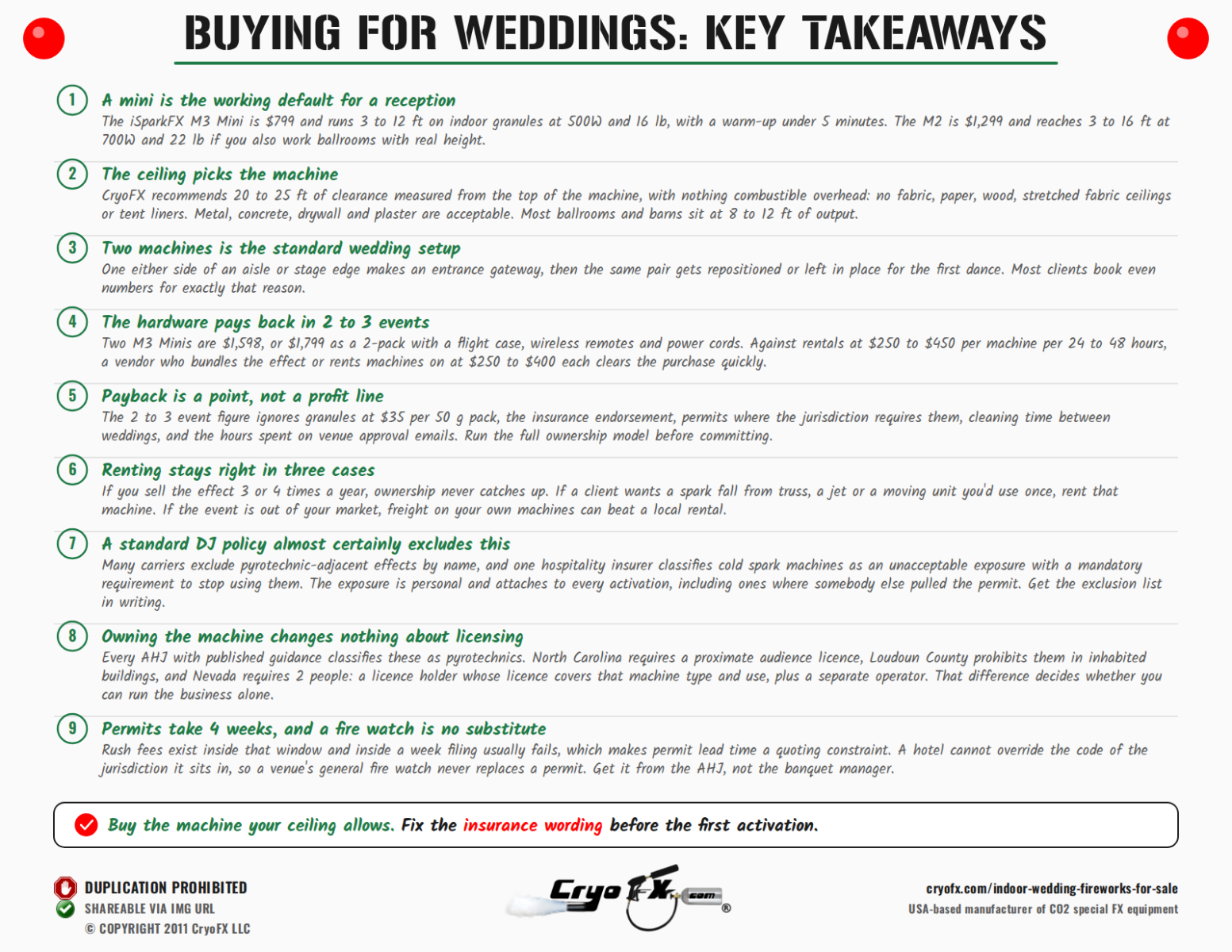 CryoFX Cold Spark Machine Indoor Wedding Fireworks For Sale Key Takeaways