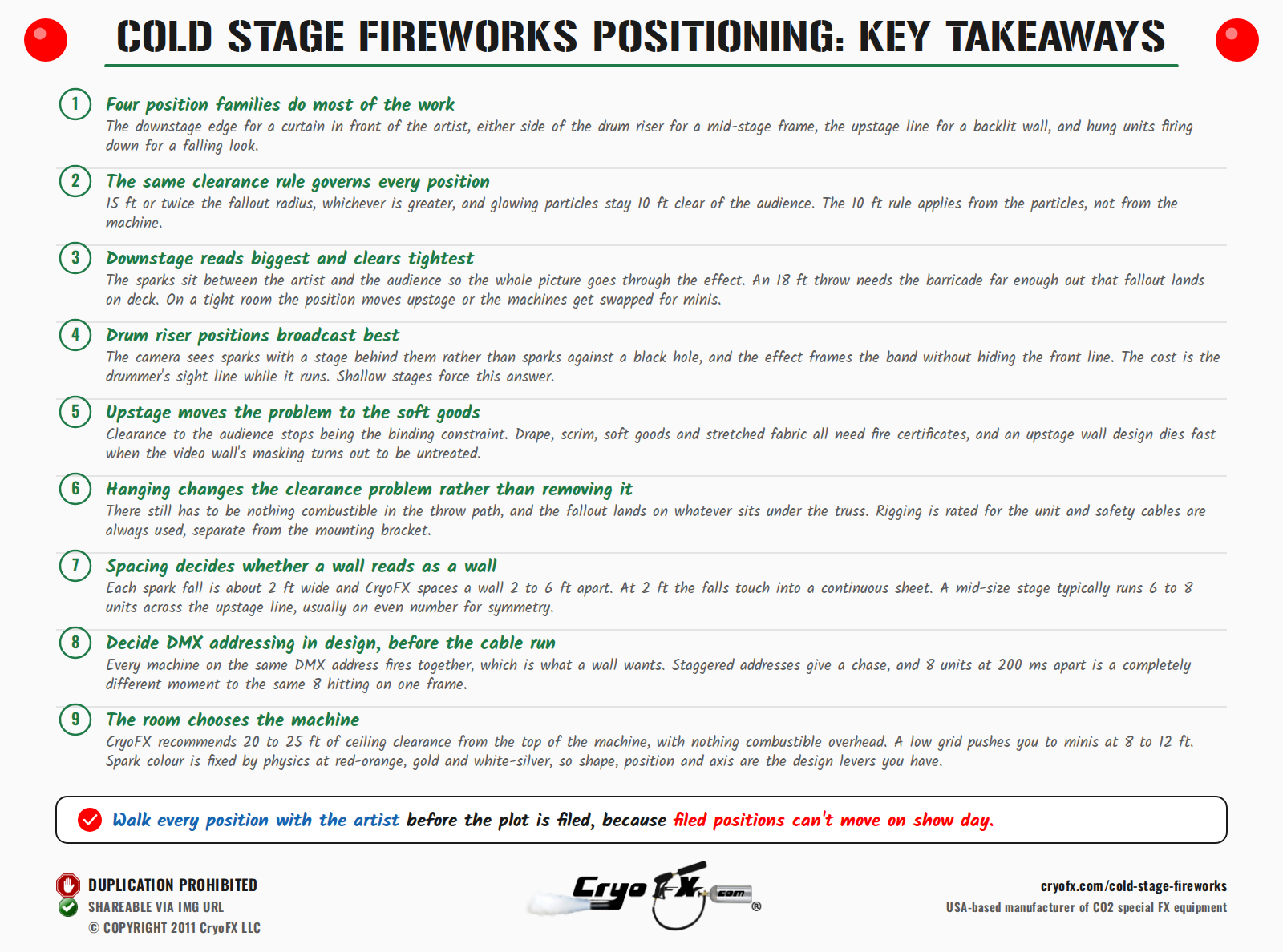 CryoFX Cold Spark Machine Cold Stage Fireworks Key Takeaways