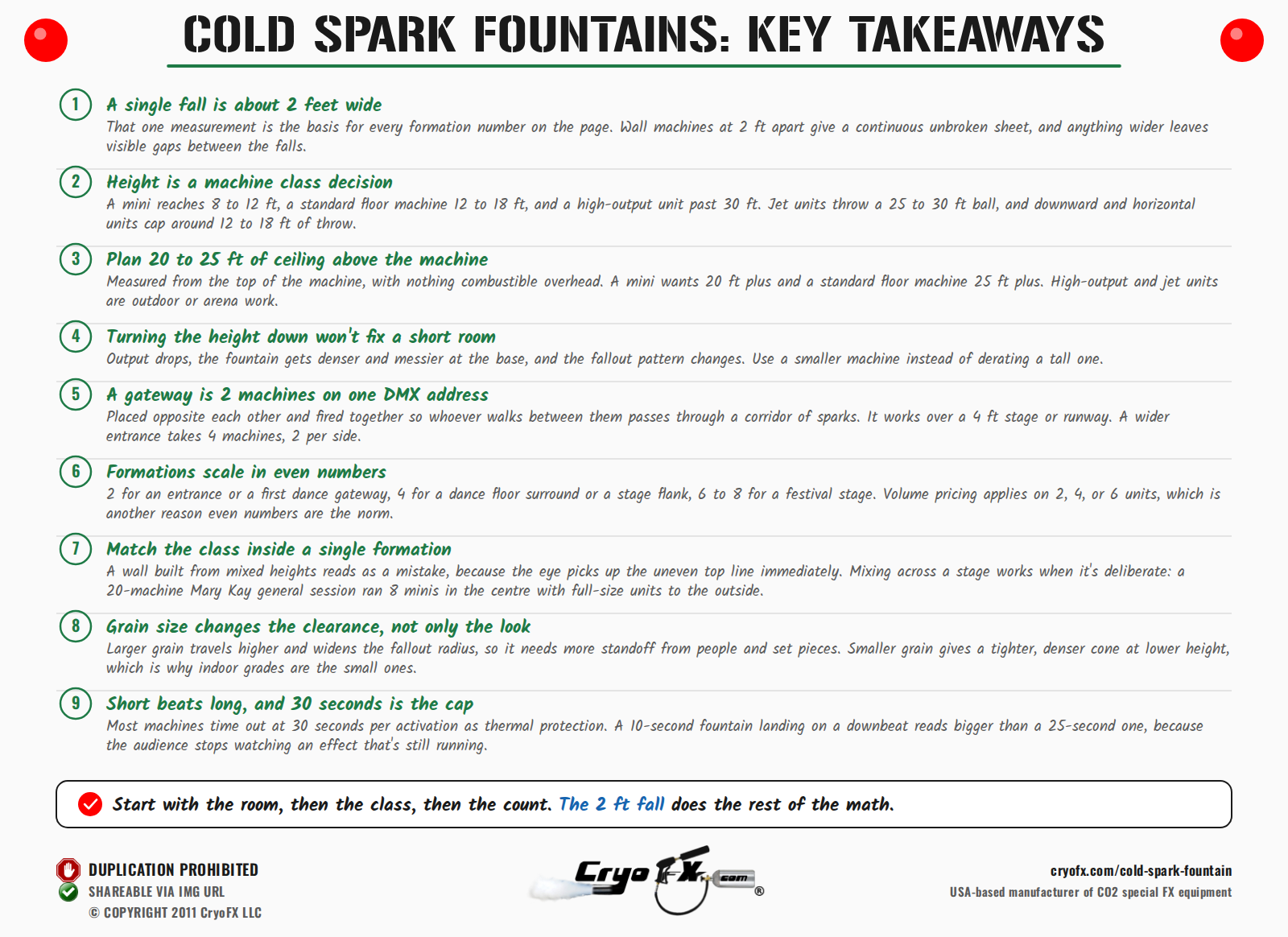 CryoFX Cold Spark Machine Cold Spark Fountain Key Takeaways