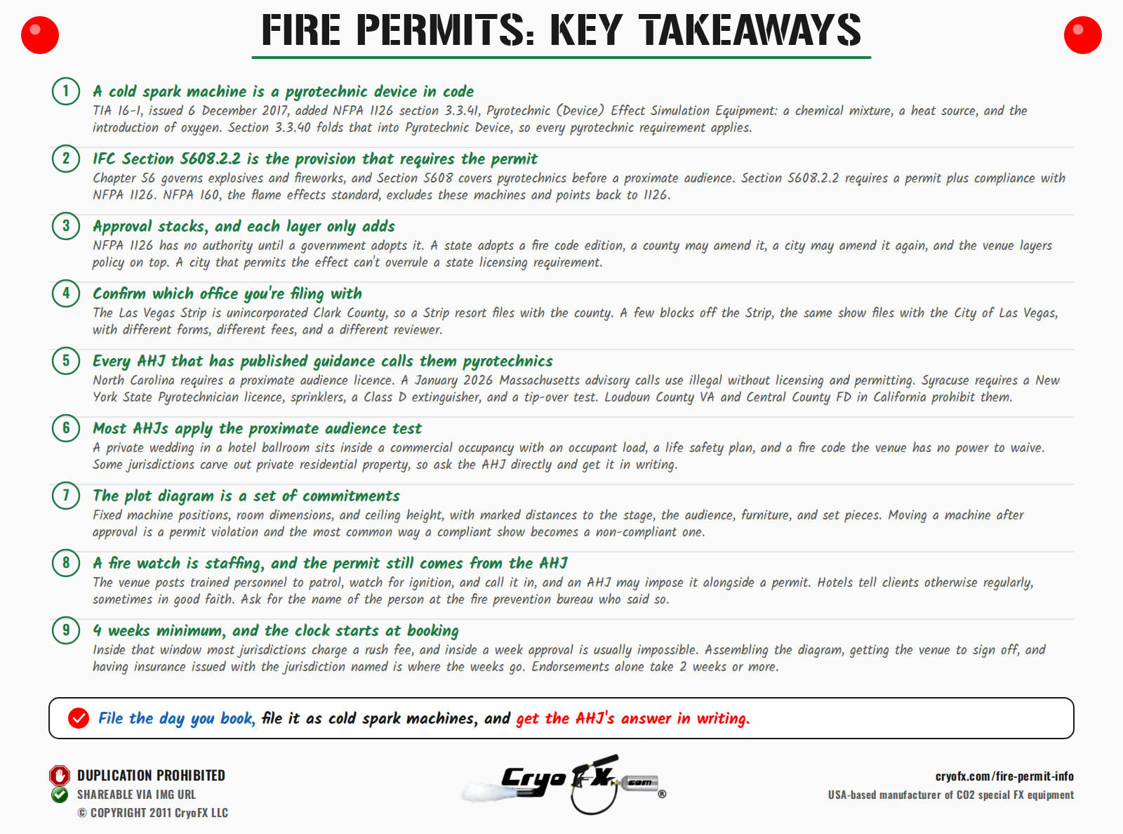 CryoFX Cold Spark Machine Fire Permit Info Key Takeaways