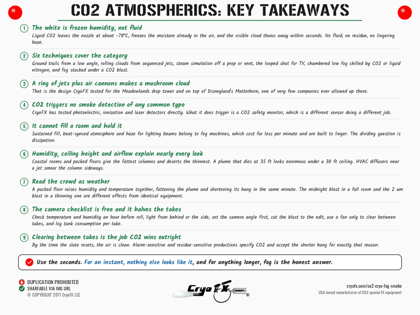 CryoFX CO2 Cryo Fog Smoke Key Takeaways