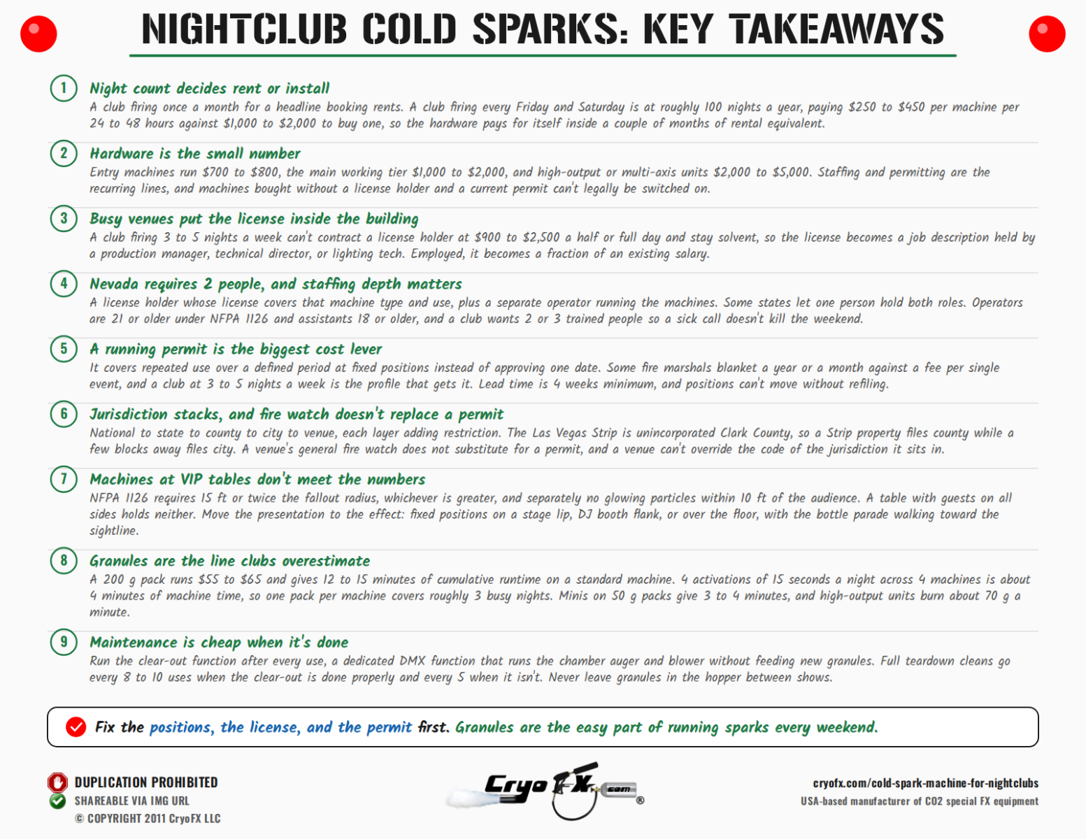 CryoFX Cold Spark Machine For Nightclubs Key Takeaways