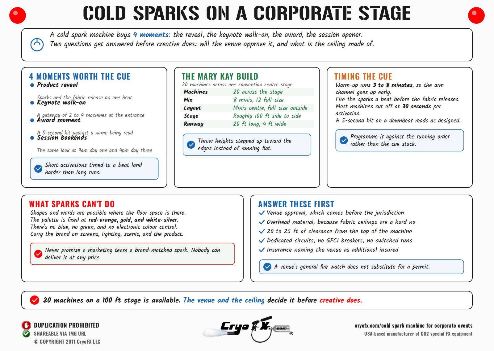 CryoFX Cold Spark Machine For Corporate Events At A Glance