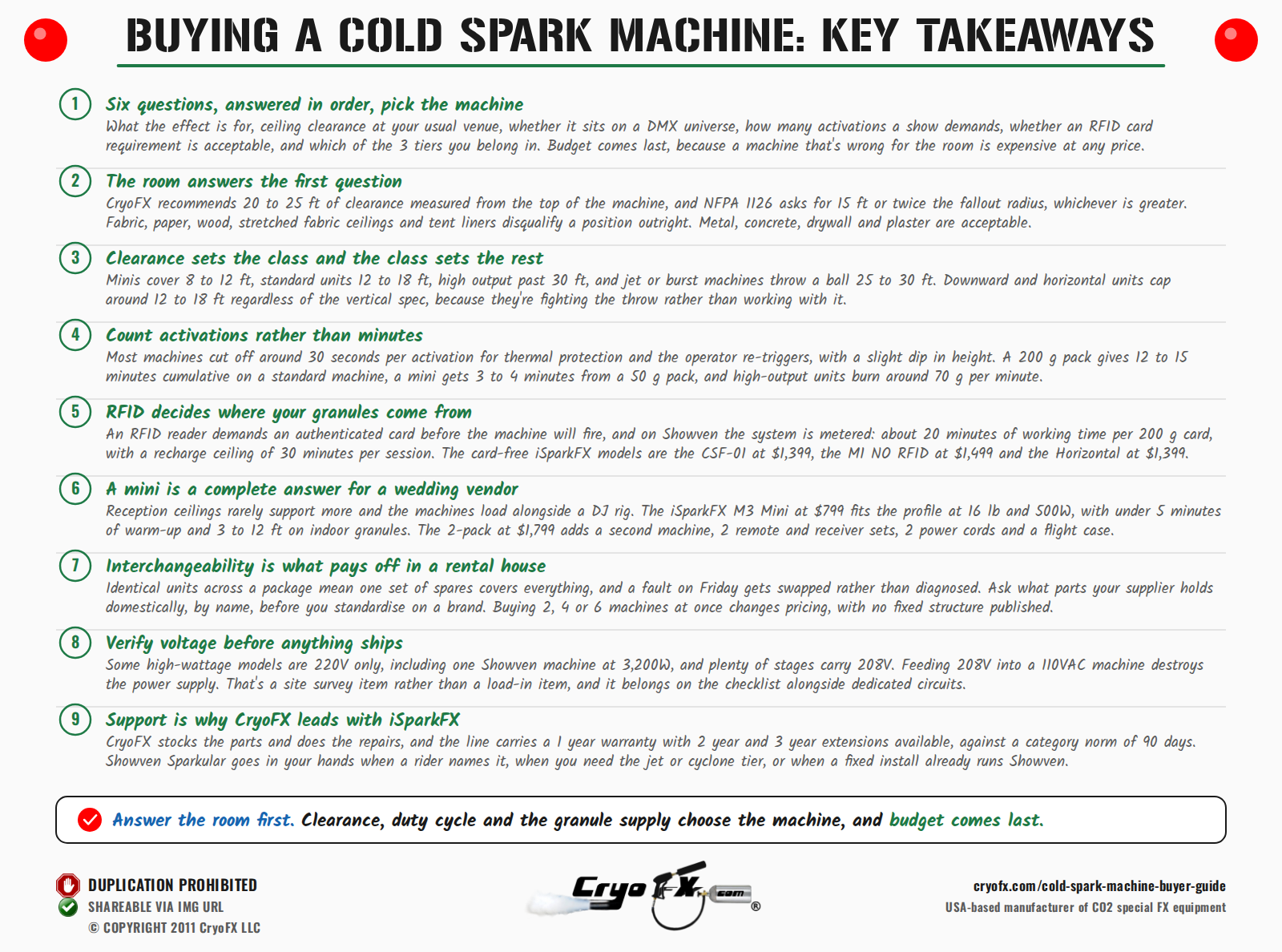 CryoFX Cold Spark Machine Buyer Guide Key Takeaways