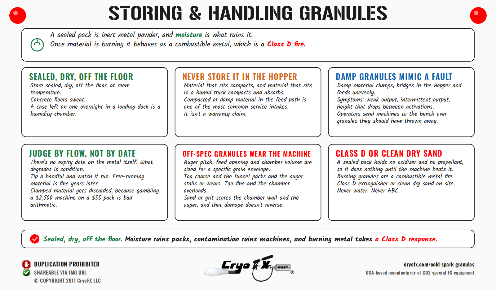 CryoFX Cold Spark Machine Cold Spark Granules Storage And Handling