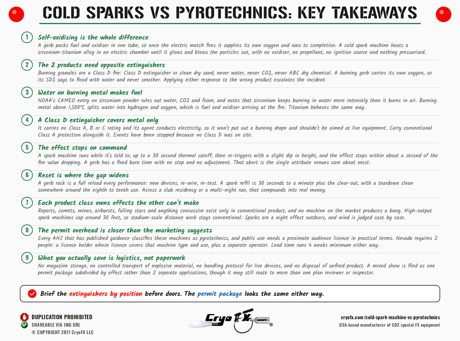 CryoFX Cold Spark Machine vs Pyrotechnics Key Takeaways