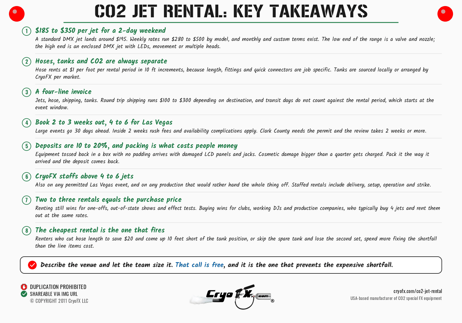 CryoFX CO2 Jet Rental Key Takeaways