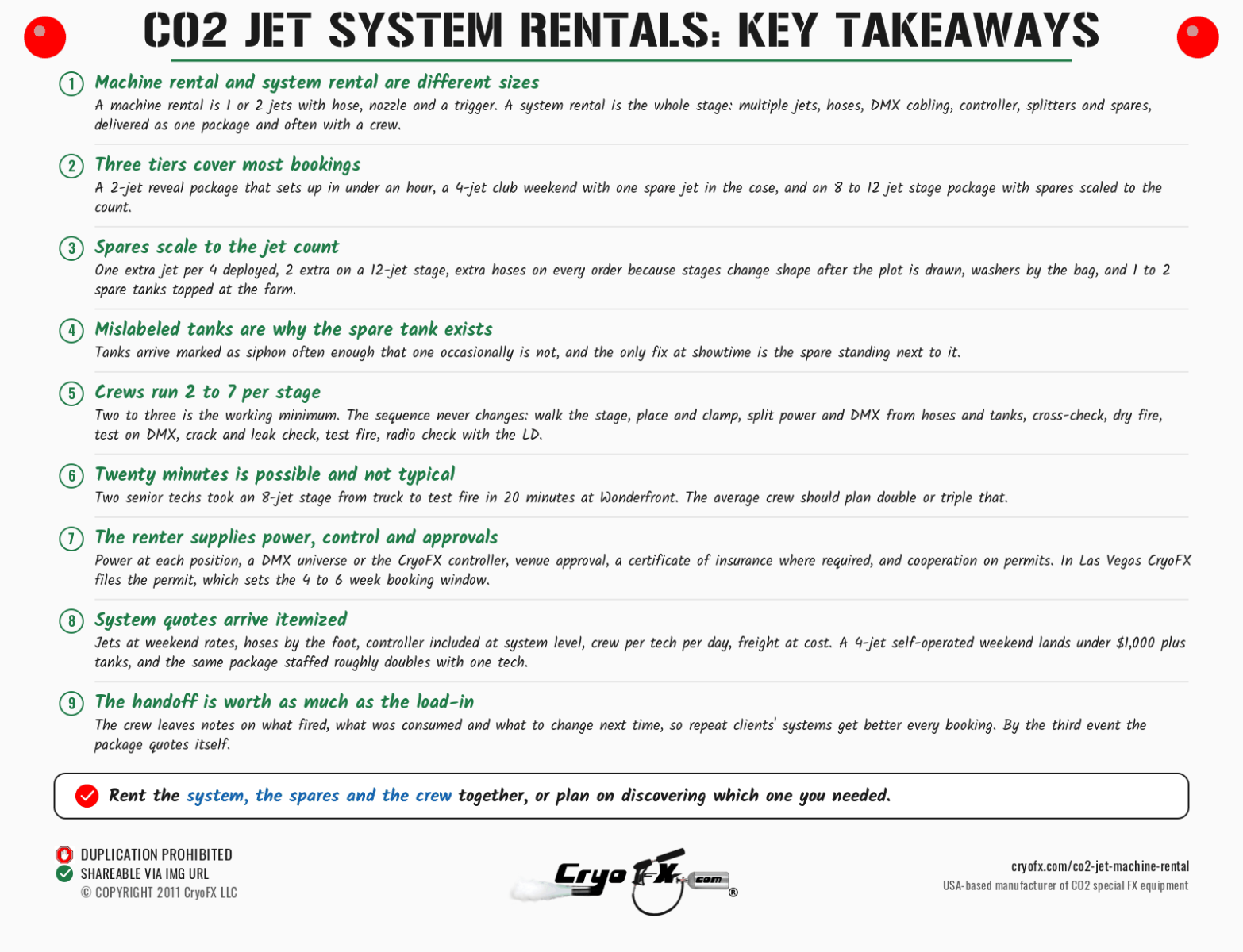 CryoFX CO2 Jet Machine Rental Key Takeaways