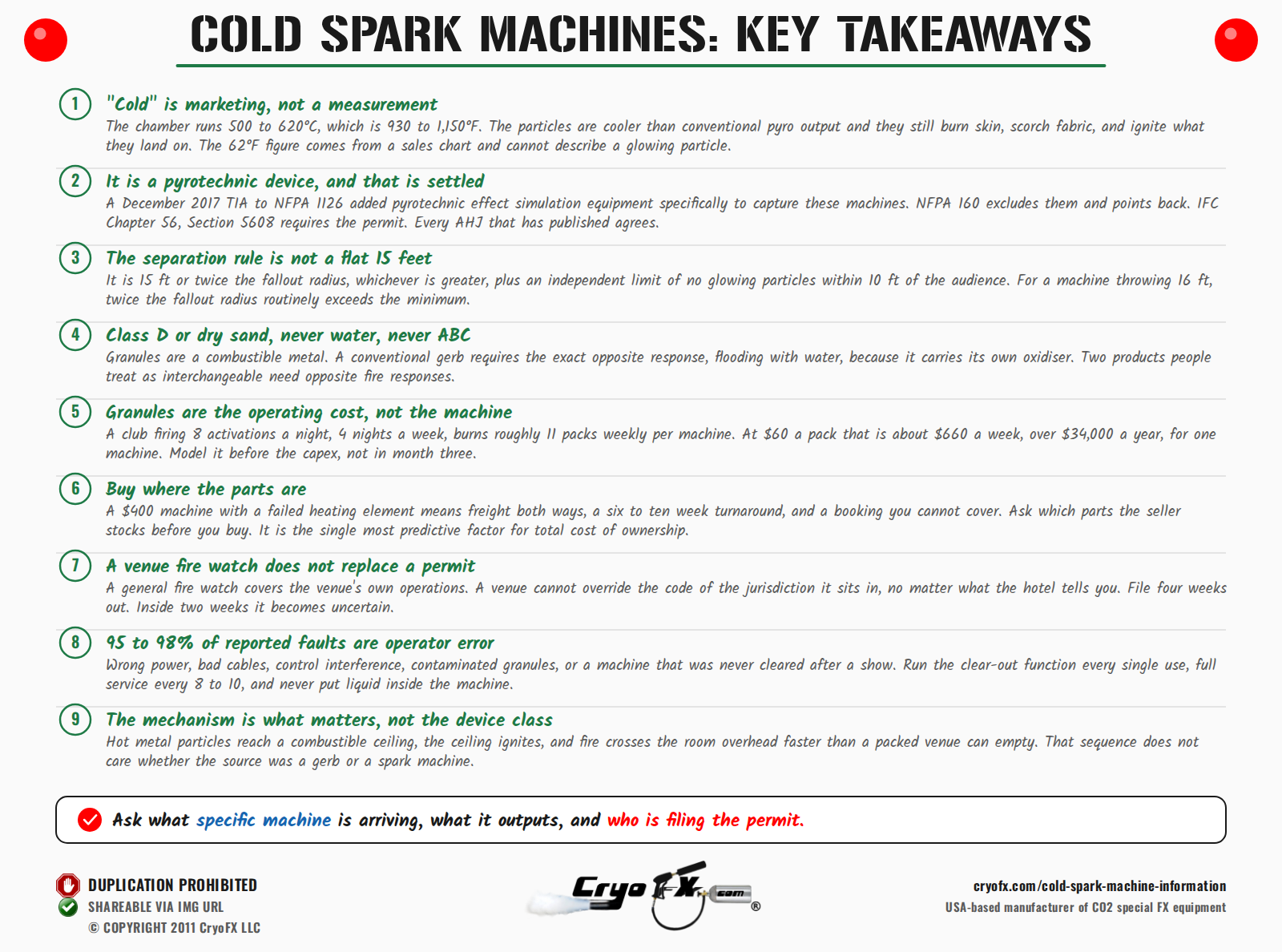 CryoFX Cold Spark Machine Key Takeaways