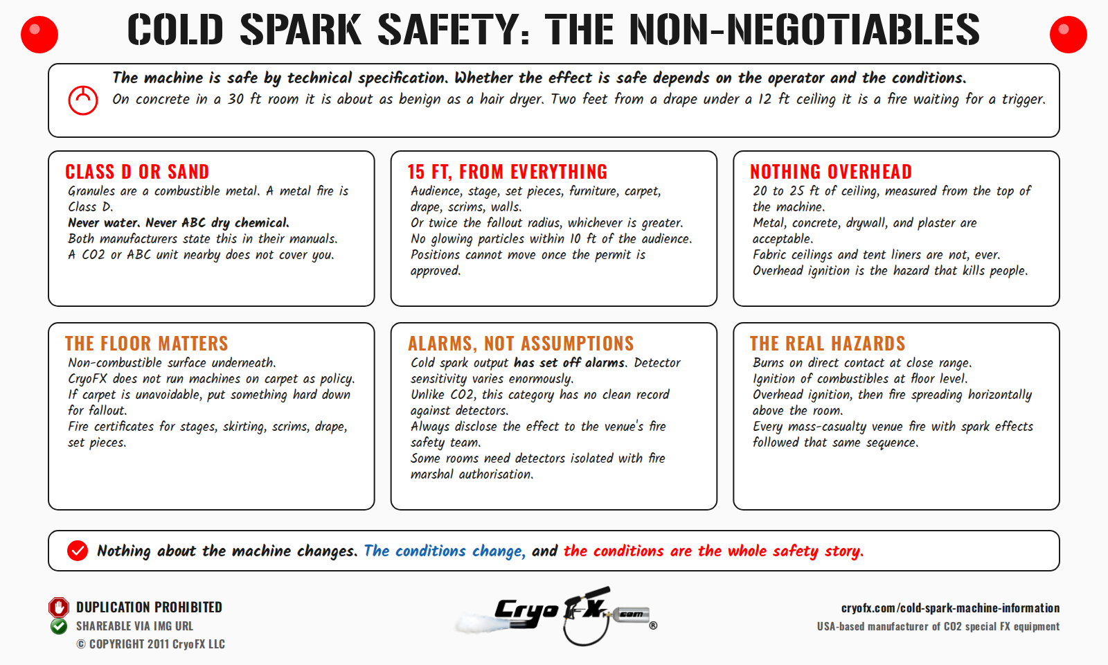 CryoFX Cold Spark Machine Safety Rules