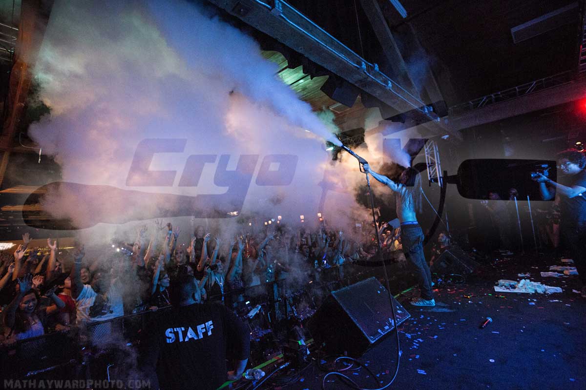 Steve Aoki Top 100 Djs in the world uses Co2 Smoke SFX from CryoFX - Custom Co2 Smoke Product Manufacturer